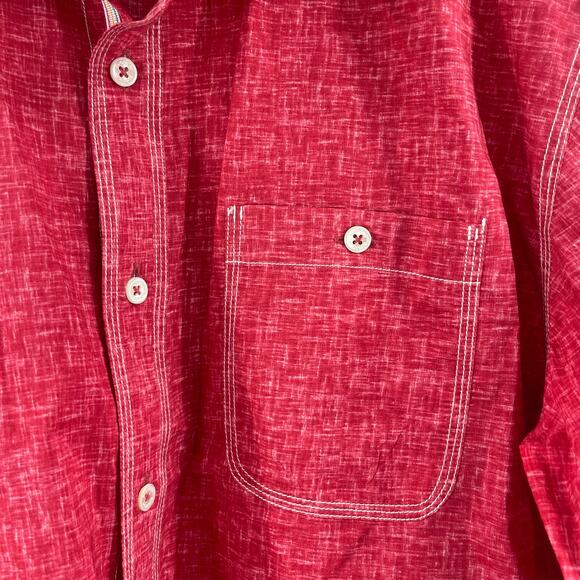 BUGATCHI Button Down Shirt Large Red/Pink Business Office Work Career Cotton - Picture 7 of 14
